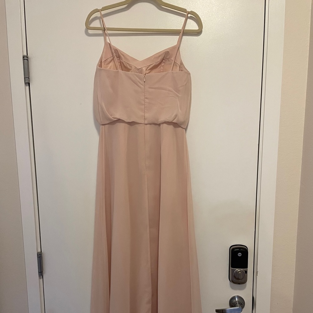 Floor length dusky pink dress